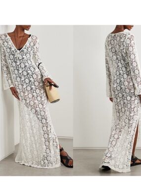 NILI LOTAN Della crocheted cotton maxi dress